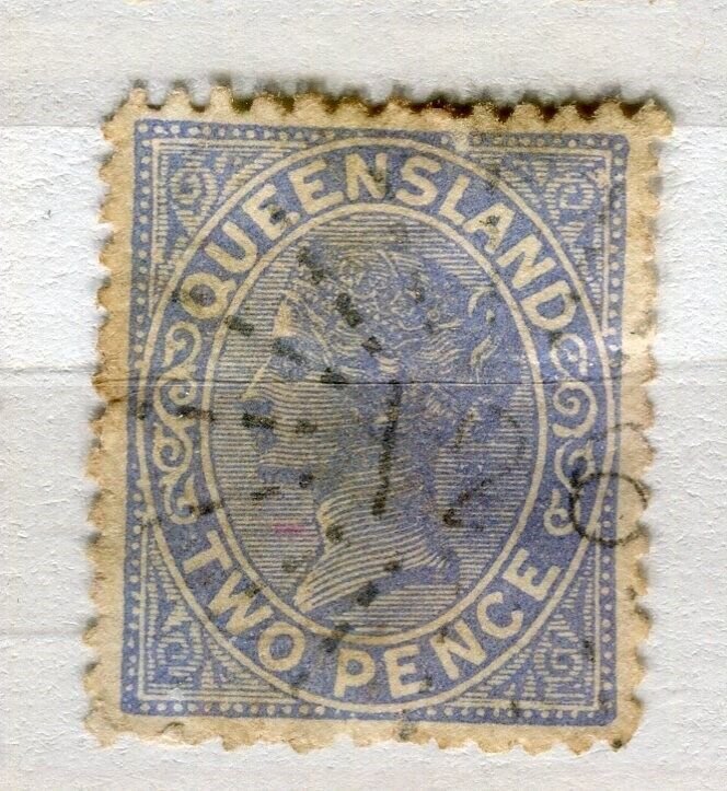 QUEENSLAND; 1890s early classic QV issue fine used Shade of 2d. value