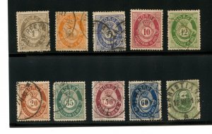 Norway #22-27, 29-32 (N367) Post Horn, see note, U, F-VF, CV$145.50