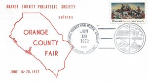 US SPECIAL EVENT CACHET COVER ORANGE COUNTY PHILATELIC ORANGE COUNTY FAIR 1972