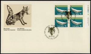 Canada 1179 TR Plate Block on FDC - Beluga Whale