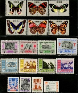 LIBERIA 1953-1974 Collection of Fourteen Mint Complete Topical Sets NH