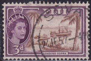 Fiji 152 USED 1956 Loading Copra On Ship, Palm Trees