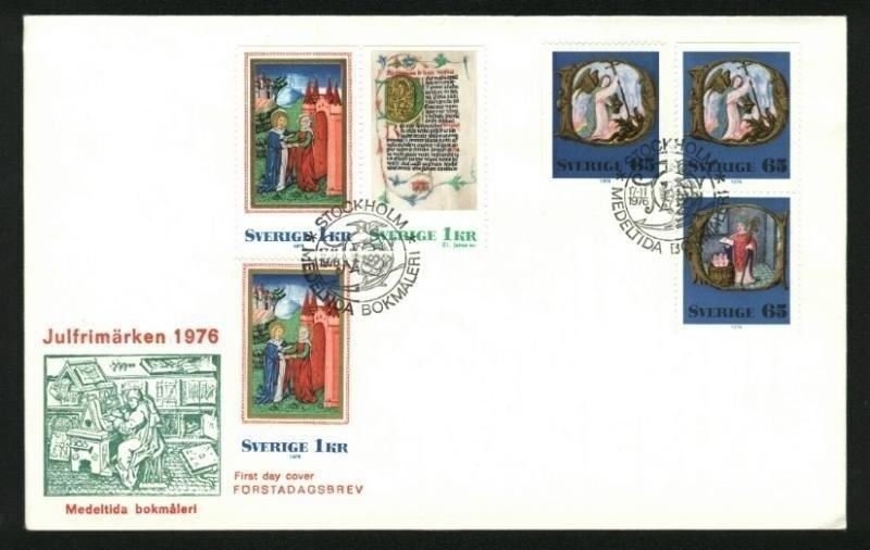 Sweden. FDC. Cachet. 1976 Christmas Stamps. Motif:Flemish Prayer Book Year 1500.