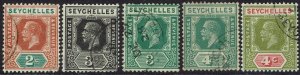 SEYCHELLES 1921 KGV 2C - 4C WMK MULTI SCRIPT CA USED