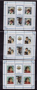 Aitutaki-Sc#268-70- id7-unusd NH sheets -Royal Baby-Prince William-Princess Dian