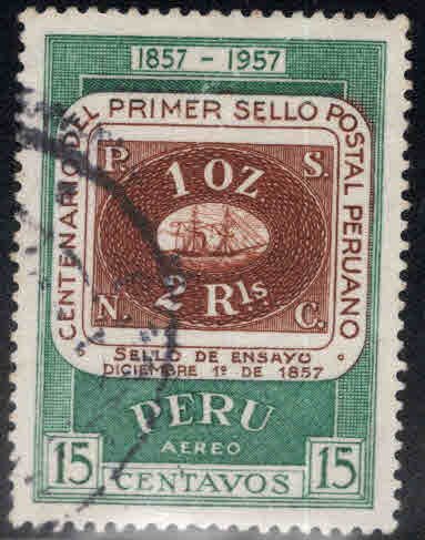 Peru Scott C133  Used  stamp on stamp stamp