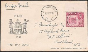 FIJI 1948 GVI 8d on commem FDC ex NADROGA..................................A7774