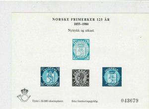 Norway 1980 125Years of Norwegian Stamps Sheet Ref 25702