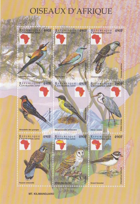 Central Africa # 1235-1236 & 1237-1238, Birds of Africa, NH, 1/2 Cat.