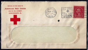 US 1928 RED CROSS COVER W/CINCINATI RED CROSS CANCEL NOV 11 1928 ON COIL 2¢ WASH