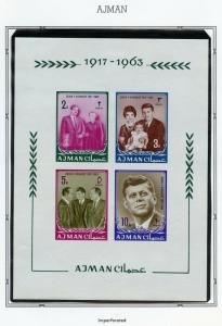 AJMAN  JOHN F KENNEDY MEMORIAL SET & SOUVENIR SHEET  IMPERF MINT NH