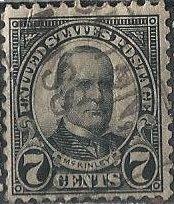 US 639 (used) 7¢ McKinley, black, perf. 11x10½ (1927)