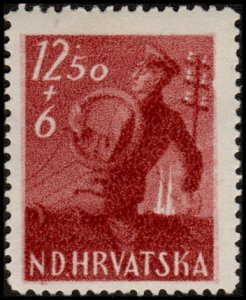 Croatia B78 - Mint-H - 12.50k+6k Telephone Line Repairman (1945) (cv $0.40)