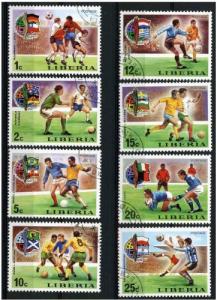 Liberia 1974 Scott 675 ... 682 (8) CTO, Soccer World Cup
