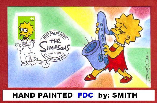 Simpsons FDC  LISA Simpson Cover Hand Painted Smith