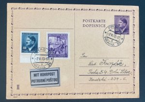 1943 Prague Bohemia Moravia Germany Postal Stationery Postcard Cover Local