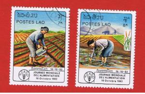 Laos #411-412 VF used  Food Day  Free S/H