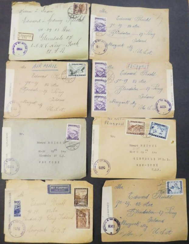 EDW1949SELL : AUSTRIA Collection of 33 Air Mail Censored covers to USA.