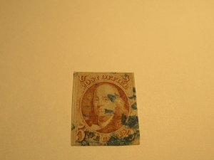 US Stamp, Scott #1b 1847 5c Franklin Used Orange Brown w/Certificate SCV $825.00