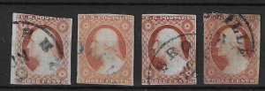 UNITED STATES 1851-57 Type I & II 3c values - 38958