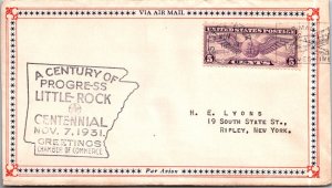 SCHALLSTAMPS UNITED STATES 1931 CACHET COMM AIRMAIL COVER CANC LITTLE ROCK