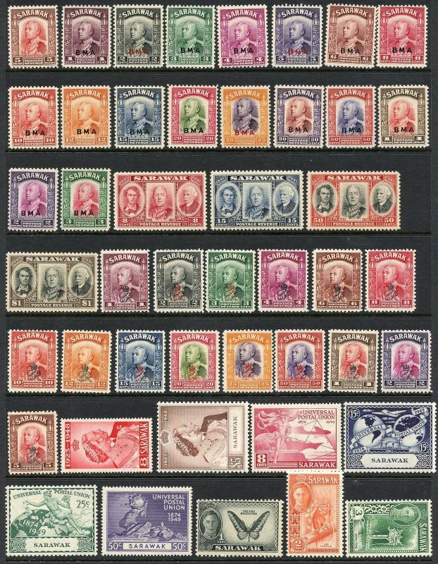 SARAWAK SELECTION OF STAMPS   MINT HINGED--SCOTT VALUE $1950.00