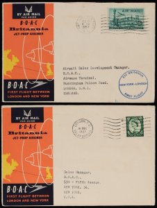 GREAT BRITAIN 1957 London - New York First Flight Cover, plus return flight.