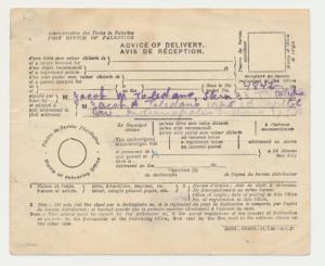 PALESTINE -1947 AVIS DE RECEPTION CARD USED INTERNALLY 15m RATE (see below)