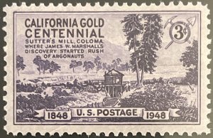 Scott #954 1948 3¢ California Gold Centennial MNH OG VF/XF