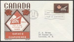 1964 #432 Quebec Conference FDC Cachet Craft/Ken Boll Cachet Ottawa