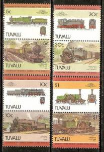 Tuvalu 1985 Locomotive Railway Train Transport 8v MNH ++ 3302