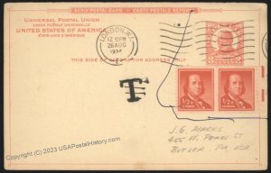 USA 1926 Issue 3c McKinley Reply Card Returned London Upfranked Foreign U 111728