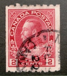 Rare 1913 Canada Sc #123 - KGV Admiral -  2¢ Coil Stamp - Used Est$70