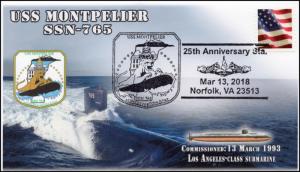 18-253, 2018,USS Montpelier, Pictorial Postmark, Submarine, Event Cover