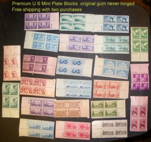 US Plate Block selection 23 Diff  All 3 Centers Mint OGNH ⭐⭐⭐⭐⭐
