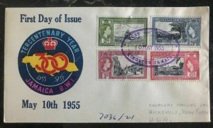 1955 Kingston Jamaica FDC first day cover TErcentenary Year To Hicksville USA