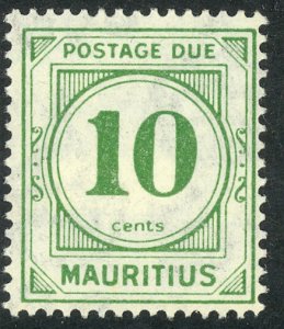 MAURITIUS 1933-54 KGV 10c Green POSTAGE DUE Sc J4 MH