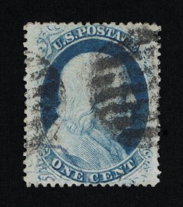 GENUINE SCOTT #24 VF-XF USED 1857 TYPE-V BLUE BENJAMIN FRANKLIN 4-MARGINS #17761