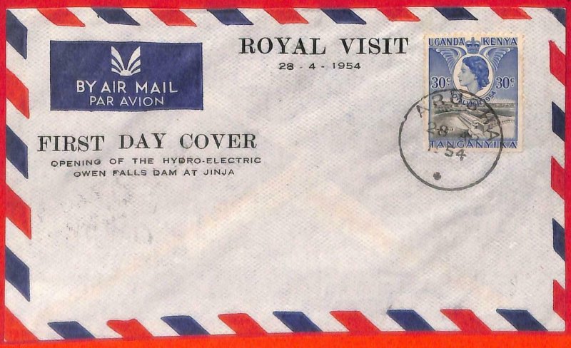 aa3772 - TANGANIKA Kenya UGANDA  - POSTAL HISTORY - FDC COVER 1954 Waterfall 