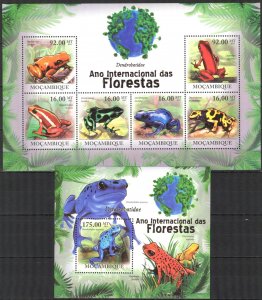 Mozambique 2011 Frogs (2) Sheet + S/S MNH