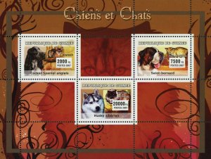 Dog and Cat Stamp English Cocker Spaniel Husky Siberian Saint Bernard S/S MNH