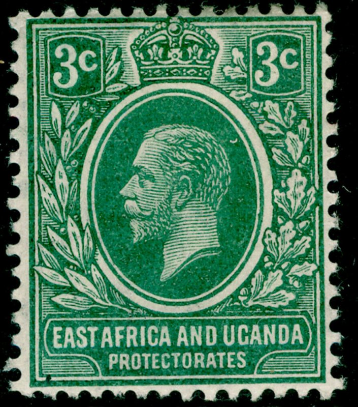 EAST AFRICA and UGANDA SG45, 3c green, M MINT. WMK MULT CA