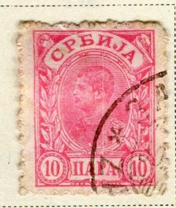 SERBIA; 1898 early classic potrait issue fine used 10p. value