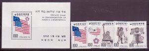 SOUTH KOREA Sc 1034-8+1034A NH SET+S/S - AMERICAN FLAGS 