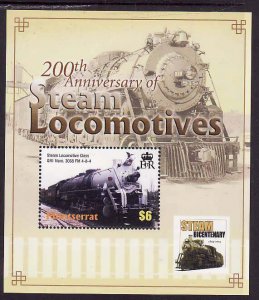Montserrat-Sc#1108- id7-unused NH sheet-Trains-Locomotives-2004-