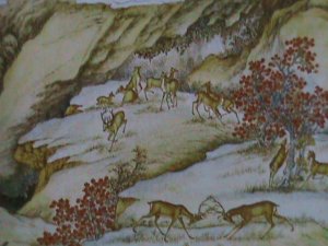 ​TAIWAN-CHINA-2008 SC#3836 FAMOUS 100 DEERS PAINTING BY IGNACE SICHELBART S/S