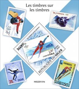 Niger - 2022 Stamps on Stamps, Skating - Stamp Souvenir Sheet - NIG220131b