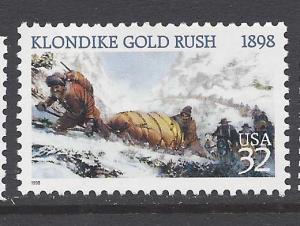 3235 Catalog # Klondike Gold Rush 1898 Alaska 32 Cent Single Stamp