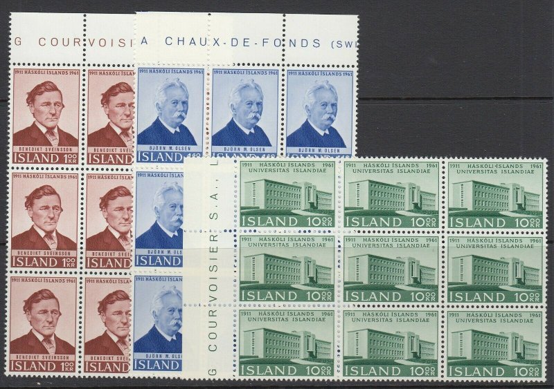 Iceland, Scott 342-344, MNH block of nine 