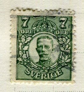 SWEDEN; 1910 early Gustav definitive issue fine used 7ore. ,